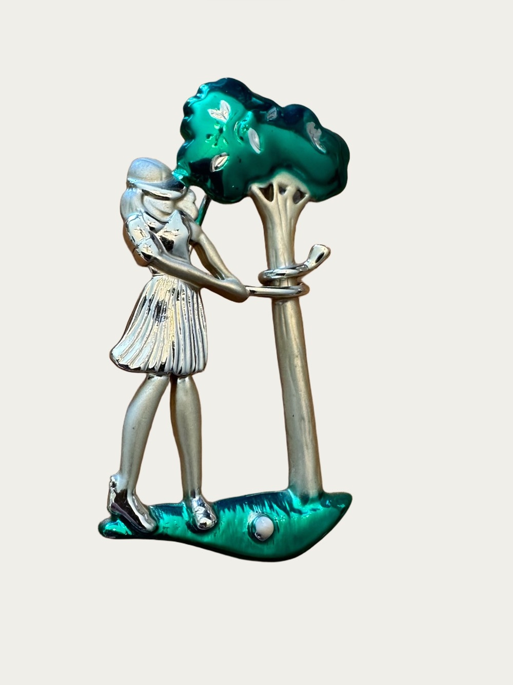 A.J.C Vintage Lady Golfer Humorous Pin Brooch